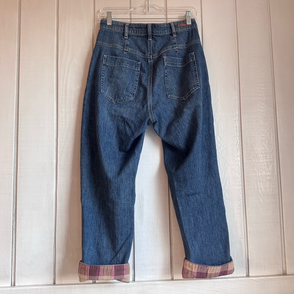 Anthropologie Pilcro Ultra High-Rise Plaid-Trim Boyfriend Jeans - Picture 5 of 10